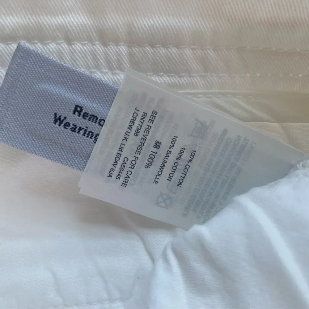 J. Crew Sunday Slim 100% cotton Chino pants White new